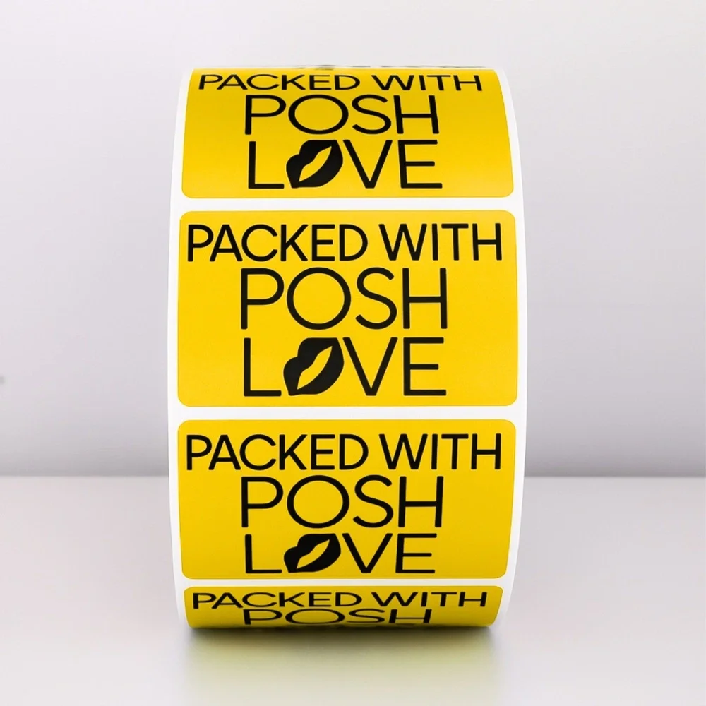 Packed With Posh Love Stickers | Purple Lips Labels for Poshmark Packaging